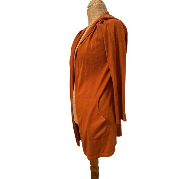 Cyrus Women’s hoodie midi cardigan open sweater sz small rust brown earth color - Picture 2 of 6